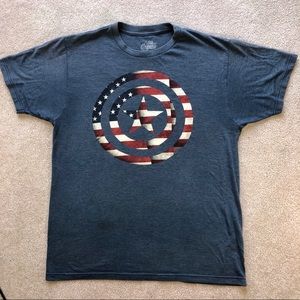 Captain America Marvel American Flag Graphic Tee Patriotic USA
